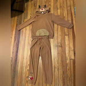 Gymboree Set: Kids Holiday Reindeer Xmas Hoodie Sweat Embroidered Set size 12
